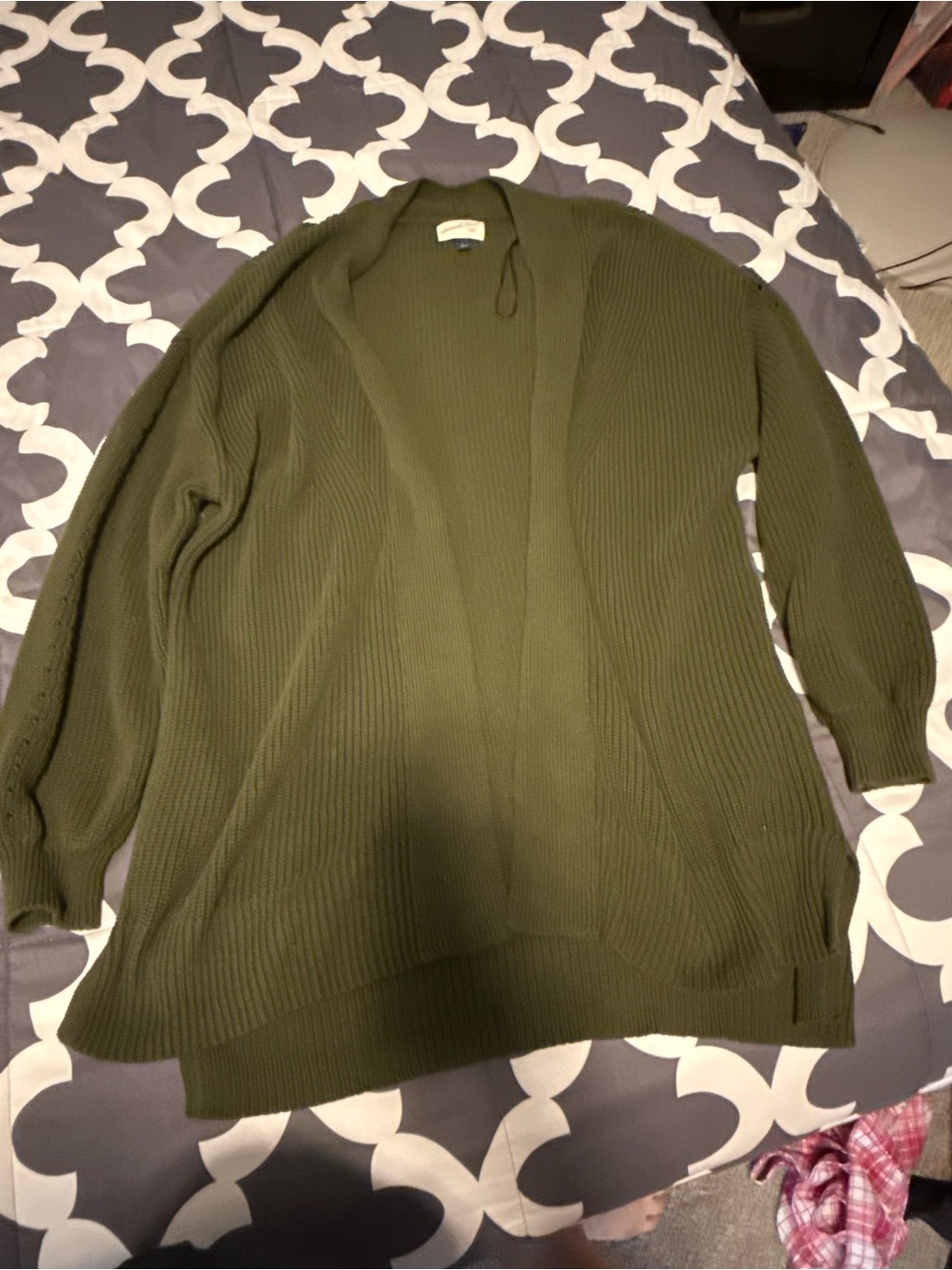 Universal Thread Olive Green Open-Front Ribbed Cardigan